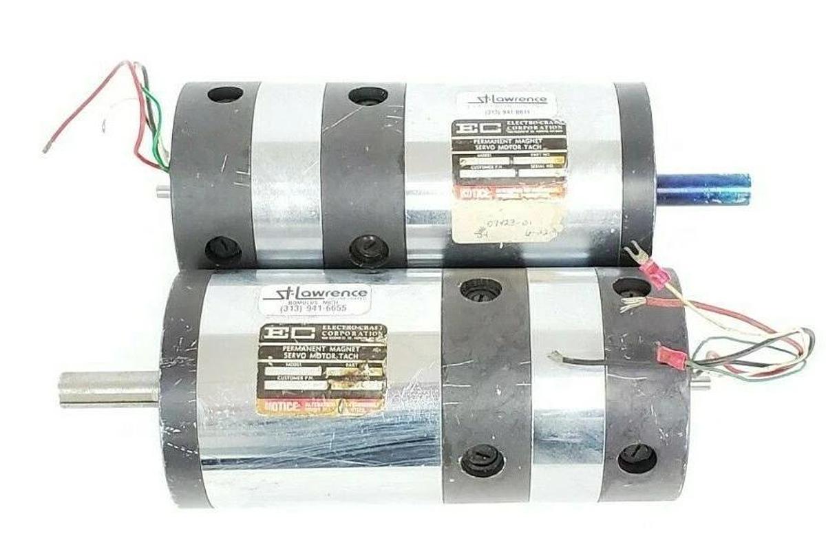 Used LOT OF 2 ELECTRO-CRAFT 0702-09-010 SERVO MOTORS W/ TACHO FEEDBACK E702 070209010