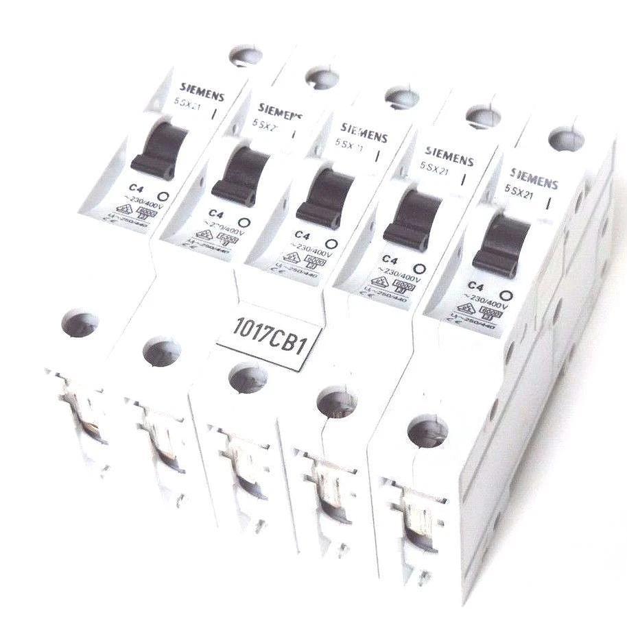 Used LOT OF 5 SIEMENS 5SX2 C4 CIRCUIT BREAKERS 5SX2C4, 5SX21-C4, 5SX21C4