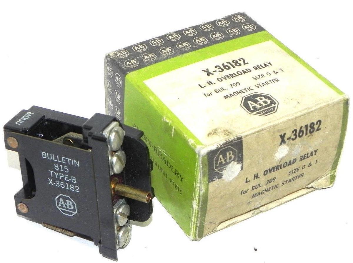 Used LOT OF 2 NIB ALLEN BRADLEY X-36182 L.H. OVERLOAD RELAYS, X36182