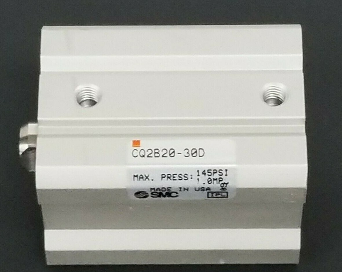 Used SMC CQ2B20-30D COMPACT CYLINDER CQ2B2030D, MAX PRESS: 145 PSI, 1.0 MP