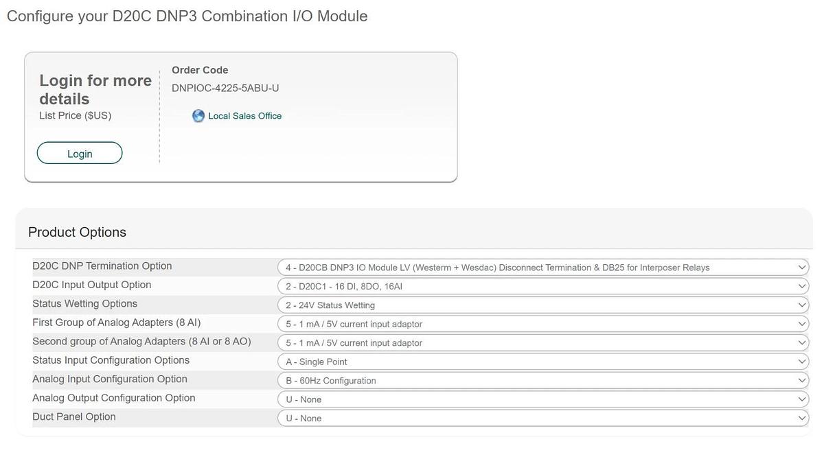 Used GE Multilin WESDAC DNPIO-C D20C DNP3 Combination I/O Module DNPIOC42255ABUU XLNT