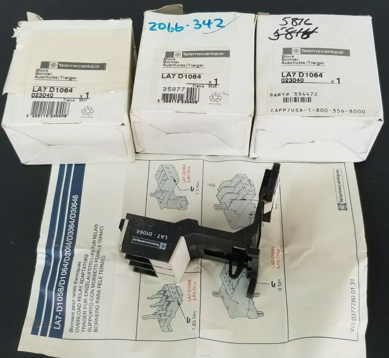 Used LOT OF 3 NIB TELEMECANIQUE LA7D1064 BLOCKS LA7 D1064