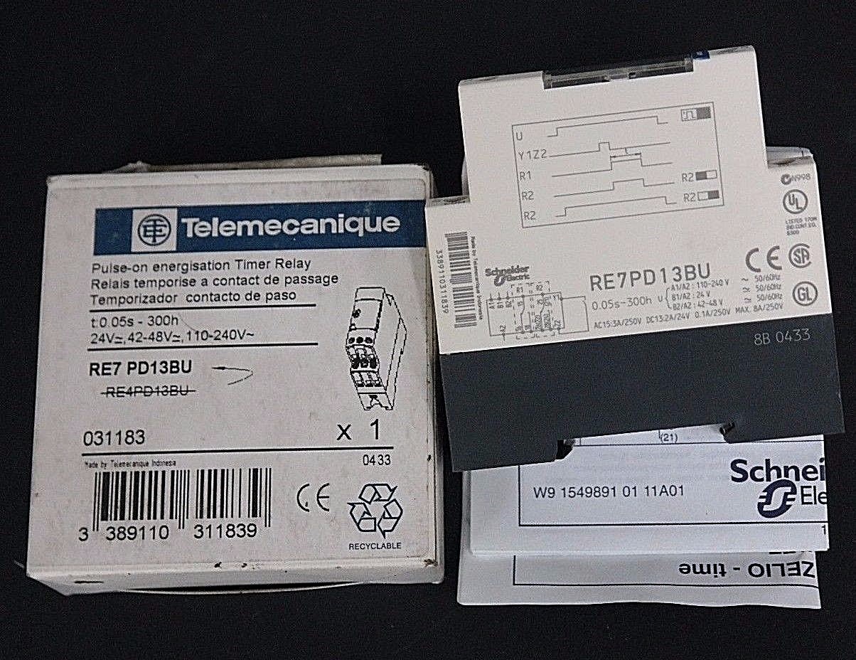 NIB TELEMECANIQUE RE7 PD13BU PULSE-ON ENERGISTION TIMER RELAY 031183 RE7PD13BU