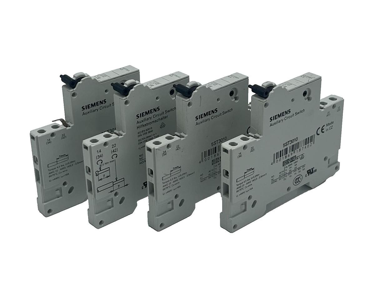 Used (4) Siemens 5ST3010 Auxiliary Circuit Switch 1 NO + 1 NC - Mini Circuit Breaker