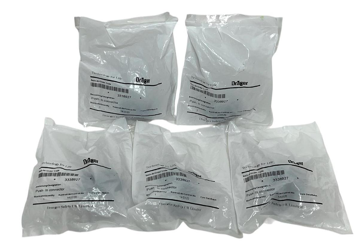 LOT OF 5 Dräger 3338927 Push-In Connector for SCBA / Breathing App, NSFS