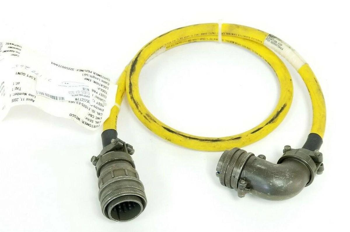 Used iCABLES E1025-E3.5G2 17P F 90DEG TO 19P M HIFLEX 3.5FT CORDSET E1025-E3.5G3