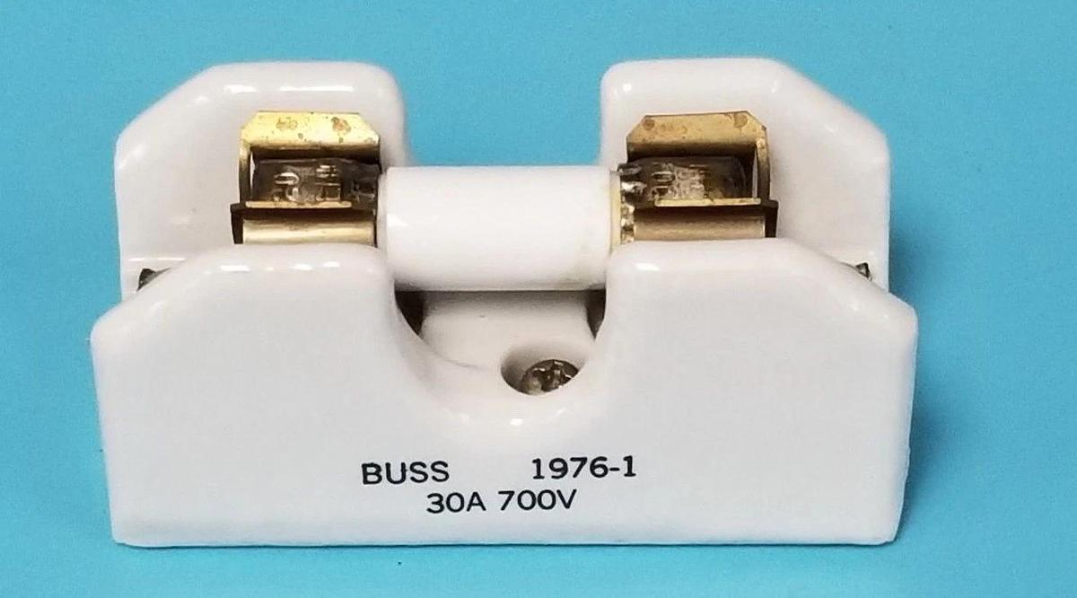 Used BUSSMANN 1976-1 CERAMIC FUSE HOLDER 30A, 700V W/ FWP-20 CYLINDER FUSE
