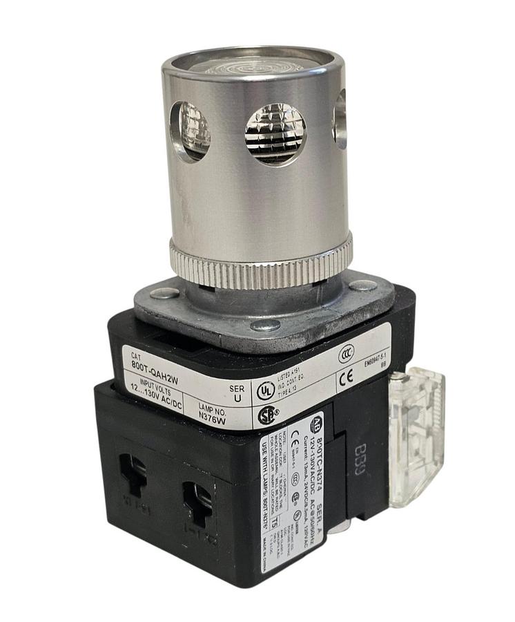 Used NEW ALLEN BRADLEY 800T-QAH2W PUSHBUTTON 800TQAH2W SER. U WHITE WITH 800TC-N374