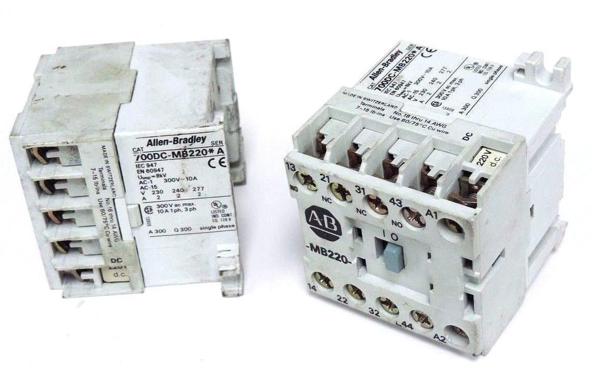 Used LOT OF 2 ALLEN BRADLEY 700DC-MB220 RELAYS 700DCMB220 SER. A 220V