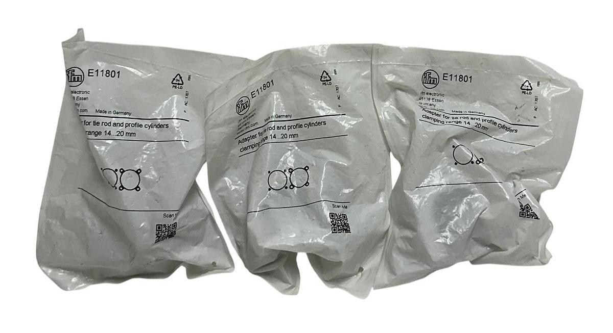 Used 3 IFM E11801 OEM ADAPTERS FOR TIE ROD AND PROFILE CYLINDERS 14-20mm RANGE NSFS