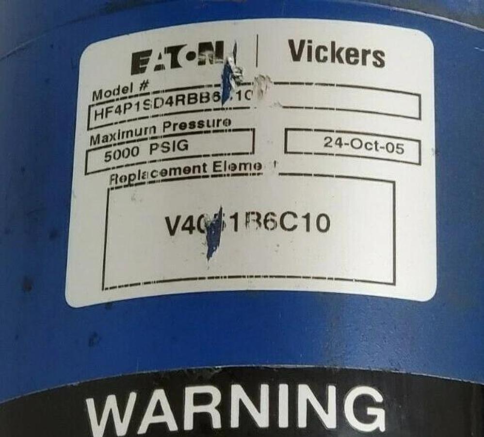 NEW EATON VICKERS HF4P1SD4RBB6C10 FILTER ASSEMBLY 5000PSIG 100AS12617A 02061777