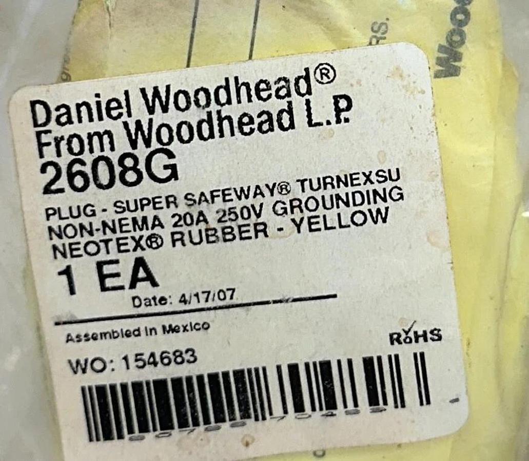 Used 3 NEW DANIEL WOODHEAD 2608G SUPER SAFEWAY PLUG 20A 250V NEOTEX YELLOW NSFS