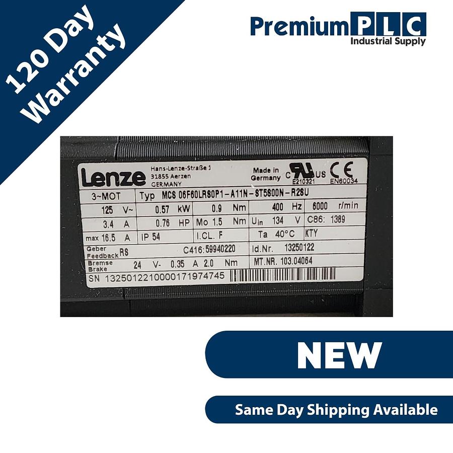 Used NEW LENZE MCS 06F60LRS0P1-A11N-ST5S00N-R2SU MCS SYNCHRONOUS SERVO MOTOR 0.57kW