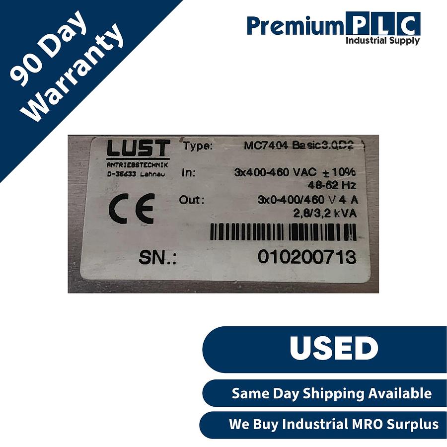 Used USED LUST MC7404 BASIC 3.0, D2 MasterControl MC7000 SERVO CONTROLLER DRIVE
