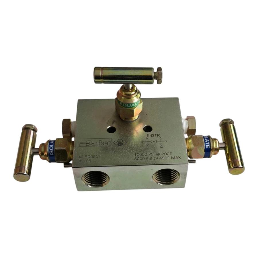 Parker M-500PCT 3-Valve Manifold 10000PSI NSMP Carbide Ball Hard Seat NSMP