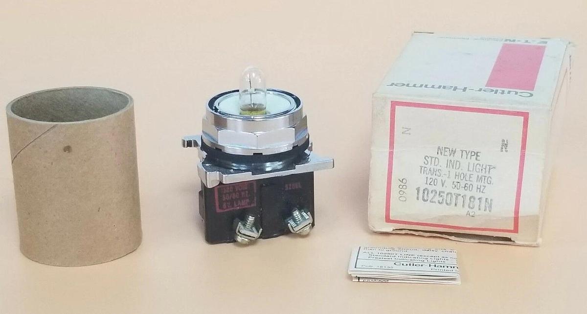 Used NIB EATON CUTLER-HAMMER 10250T181N INDICATOR LIGHT 10250T, 120V, 50/60HZ