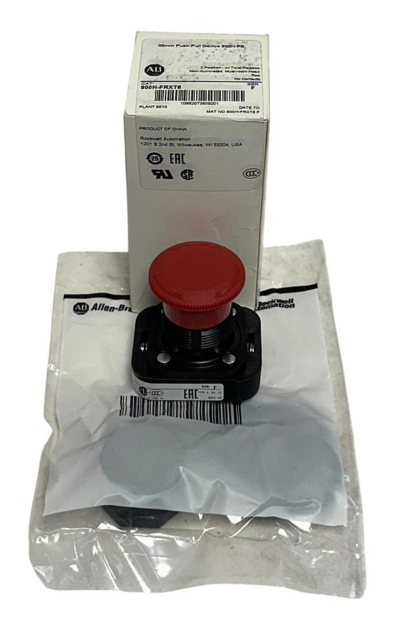 Used ALLEN BRADLEY 800H-FRXT6 /F 30mm PUSH-PULL BUTTON TWIST RELEASE RED 2-POS NSMP