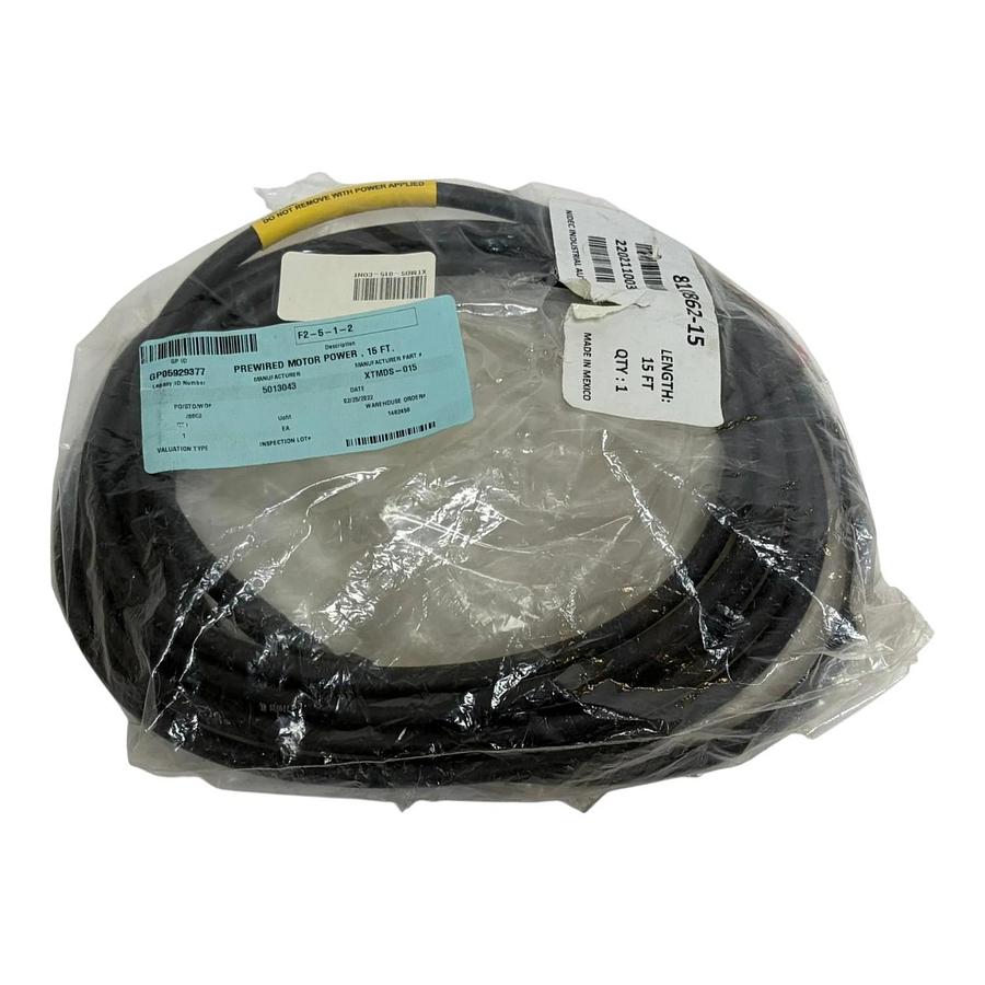 Nidec XTMDS-015 Prewired Motor Power Cable 15 FT New Surplus