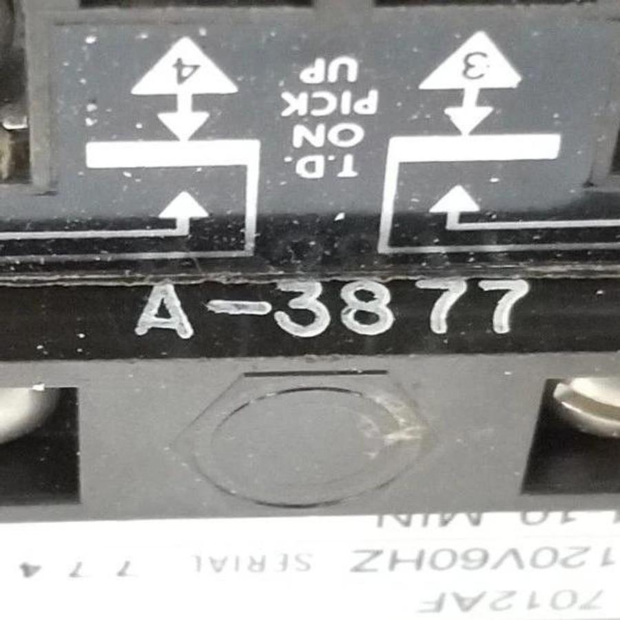 Used AGASTAT 7012-AF TIMING RELAY 1-10 MIN. 120V60HZ W/ A-3877 COIL 7012AF