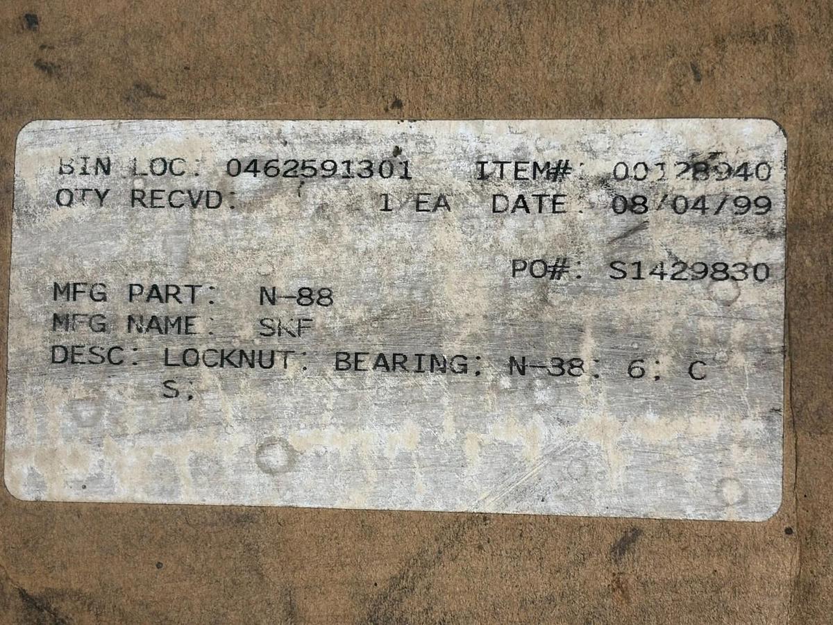 Used SKF N-088 N Series Bearing Lock Nut 17.319-5 Inch Thread Size New Surplus