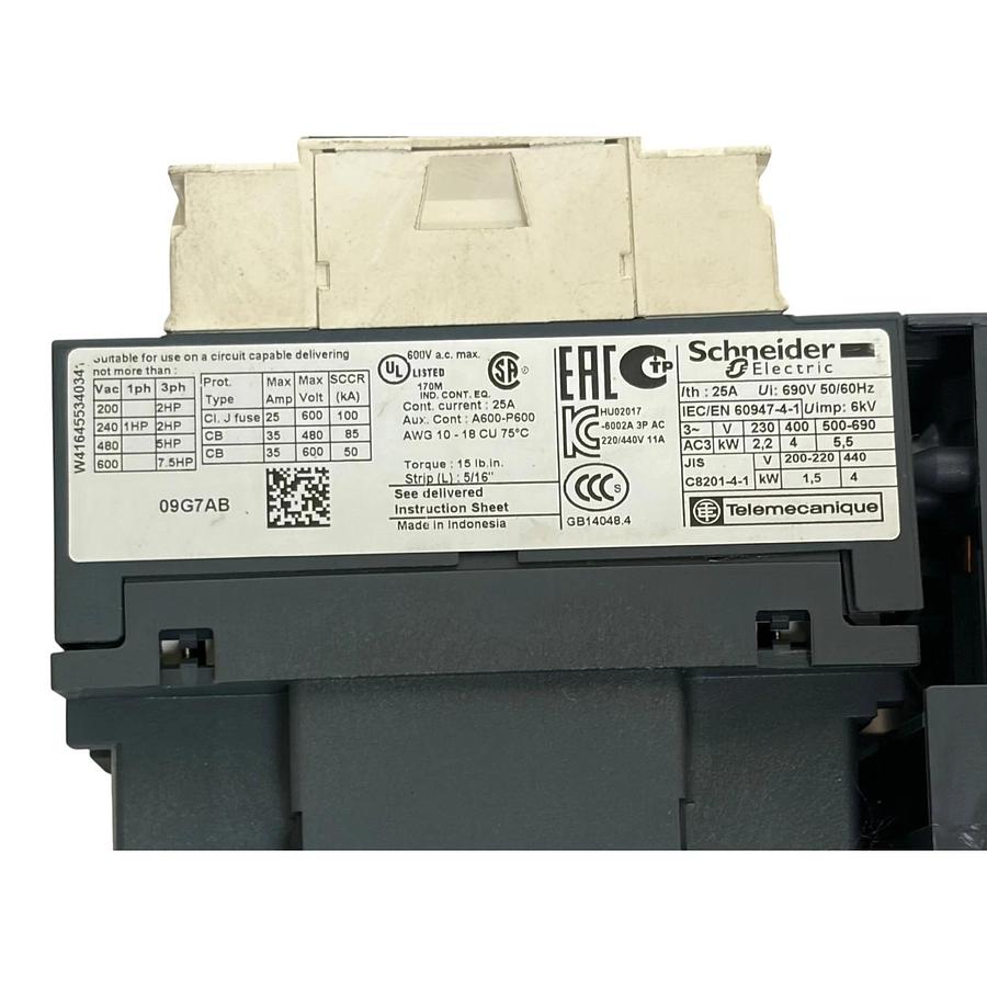Used Schneider Electric LC1D09 TeSys 3-Pole Contactor with LAD4BB Adapter