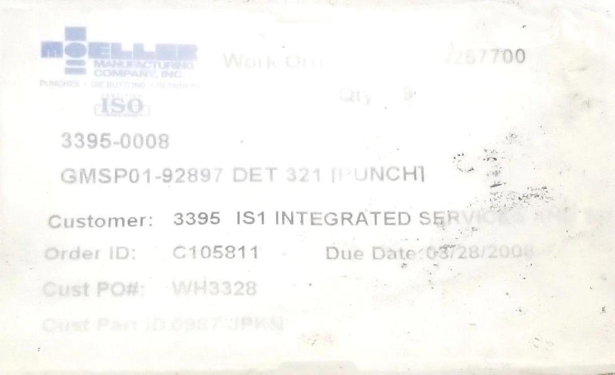 NEW MOELLER 3395-0008, 0987-JPKN PUNCH GMSP01-92897 DET 321