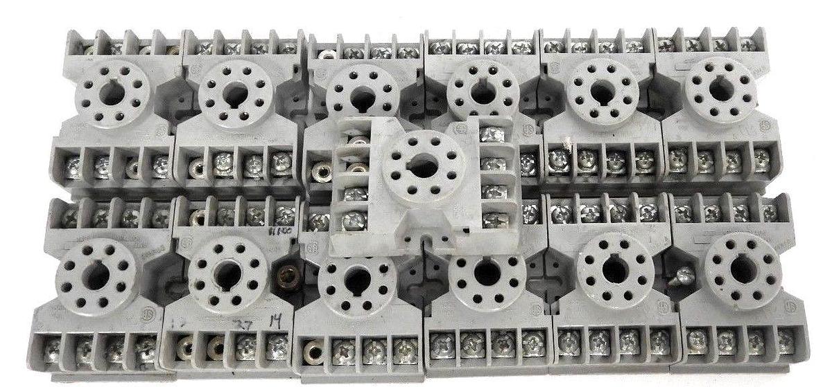 Used LOT OF 12 POTTER & BRUMFIELD 27E122 RELAY SOCKETS 10A 300V