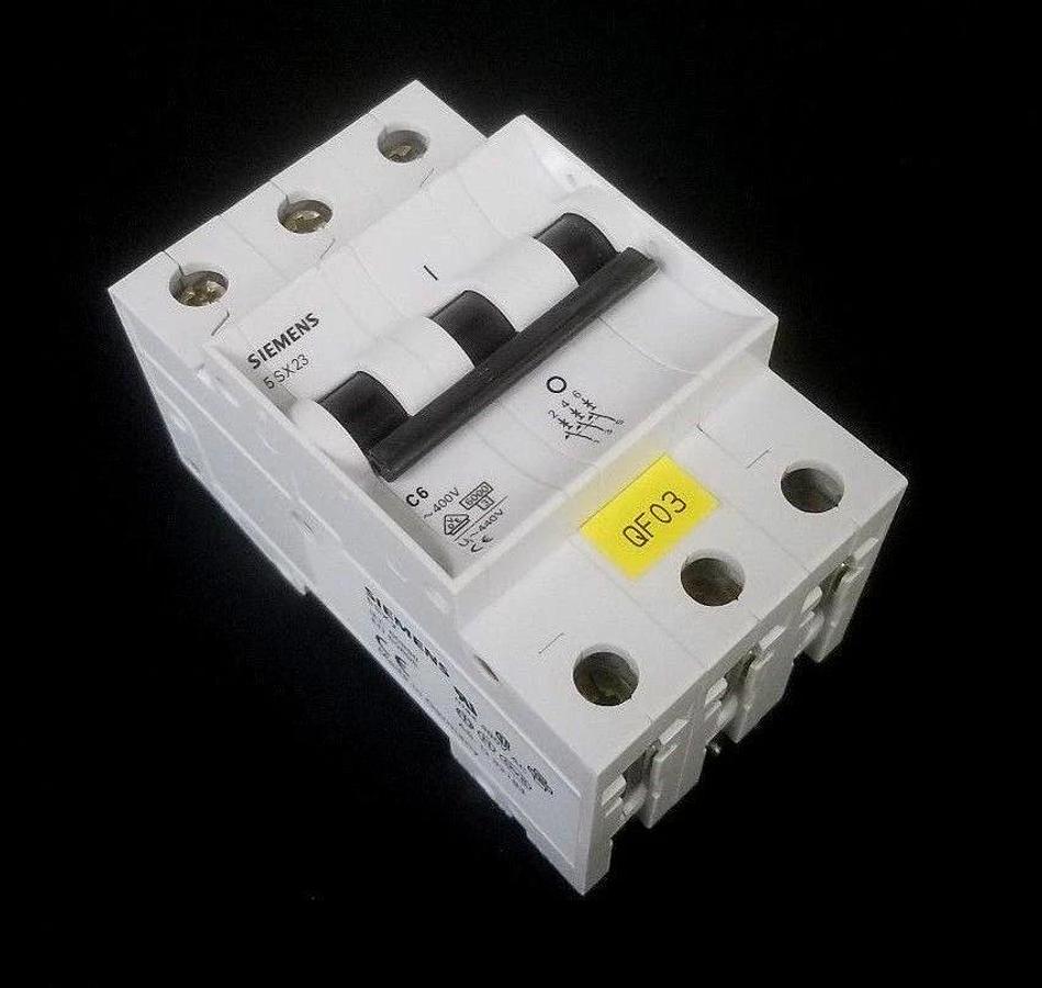 Used SIEMENS 5SX23 CIRCUIT BREAKER 5SX23C6, 400V, 6A, 3P
