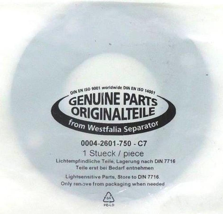 NIB WESTFALIA 0004-2601-750-C7 GASKET SEAL 00042601750C7