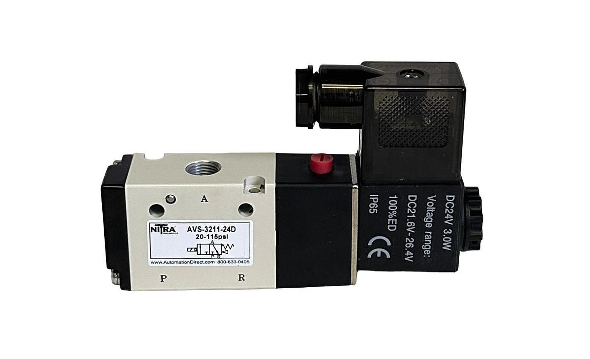 Used NEW AUTOMATION DIRECT NITRA AVS-3211-24D / AVS321124D 3-PORT SOLENOID VALVE 24V