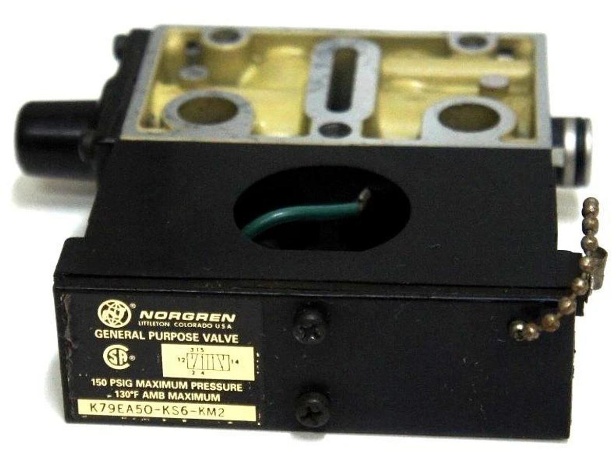Used NORGREN K79EA50-KS6-KM2 GENERAL PURPOSE VALVE 150PSIG MAX K79EA50KS6KM2
