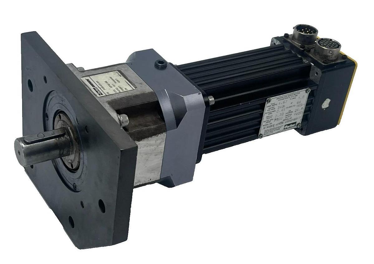 Used PARKER J0702FE-KMSN Servo Motor w/ PS90-010-SH Gearhead 10:1 Ratio 115V AC