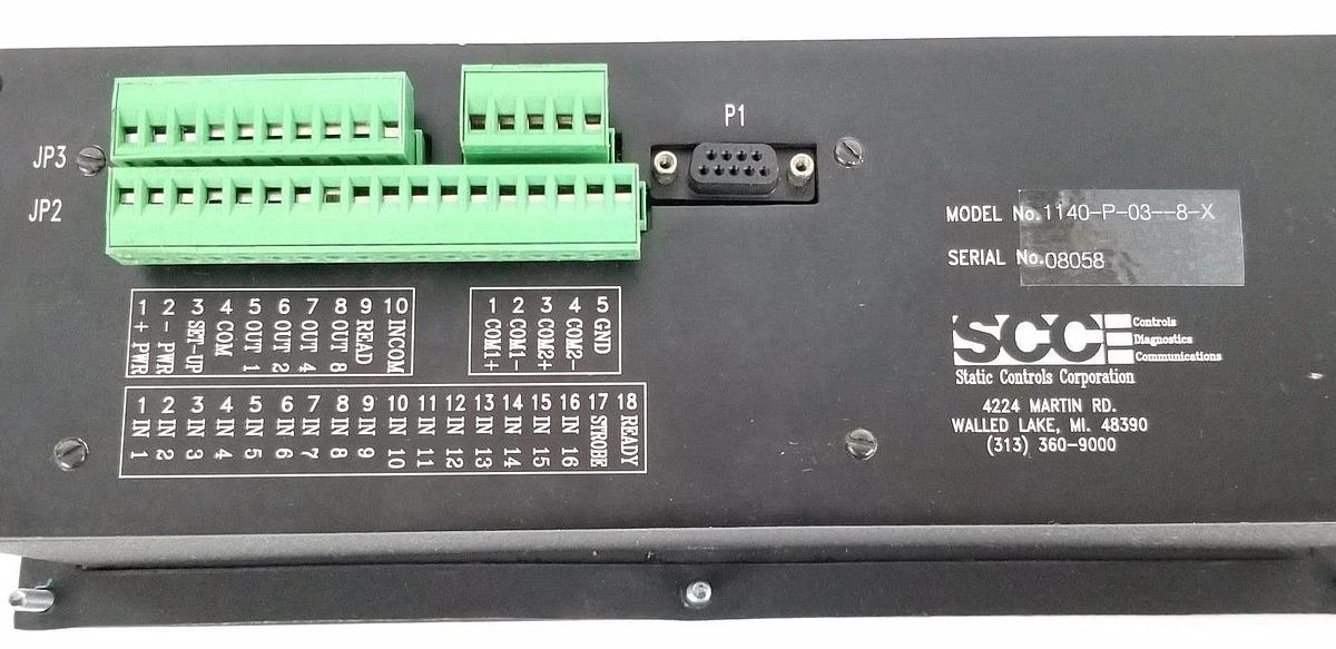 Used STATIC CONTROLS CORPORATION 1140-P-03-8-X OPERATOR INTERFACE 1140P038X