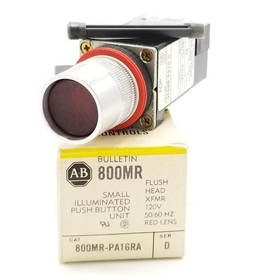 NIB ALLEN BRADLEY 800MR-PA16RA PUSH BUTTON UNIT RED LENS, SER. D
