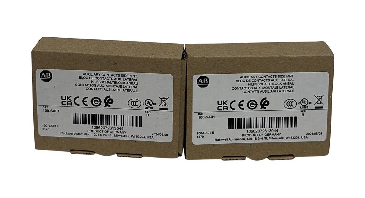 Used 2 ALLEN BRADLEY 100-SA01 /B BULLETIN 100 AUXILIARY SIDE MOUNT CONTACTS 1P NSMP