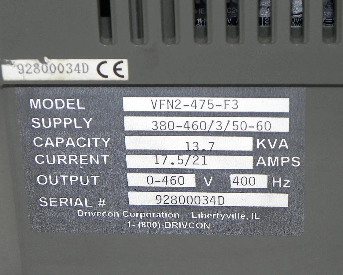 Used DRIVECON N2 SERIES VFN2-475-F3 DRIVE VFN2475F3 440V 7.5KW WITH NDOP-02 KEYPAD