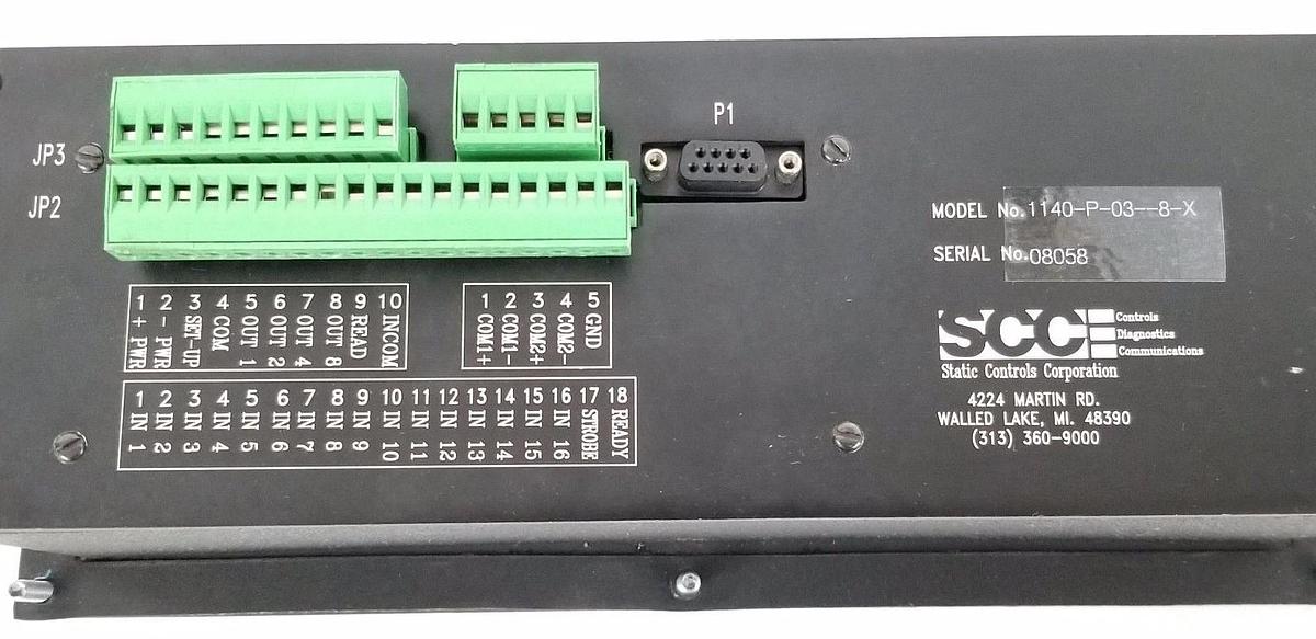 Used STATIC CONTROLS CORPORATION 1140-P-03-8-X OPERATOR INTERFACE 1140P038X