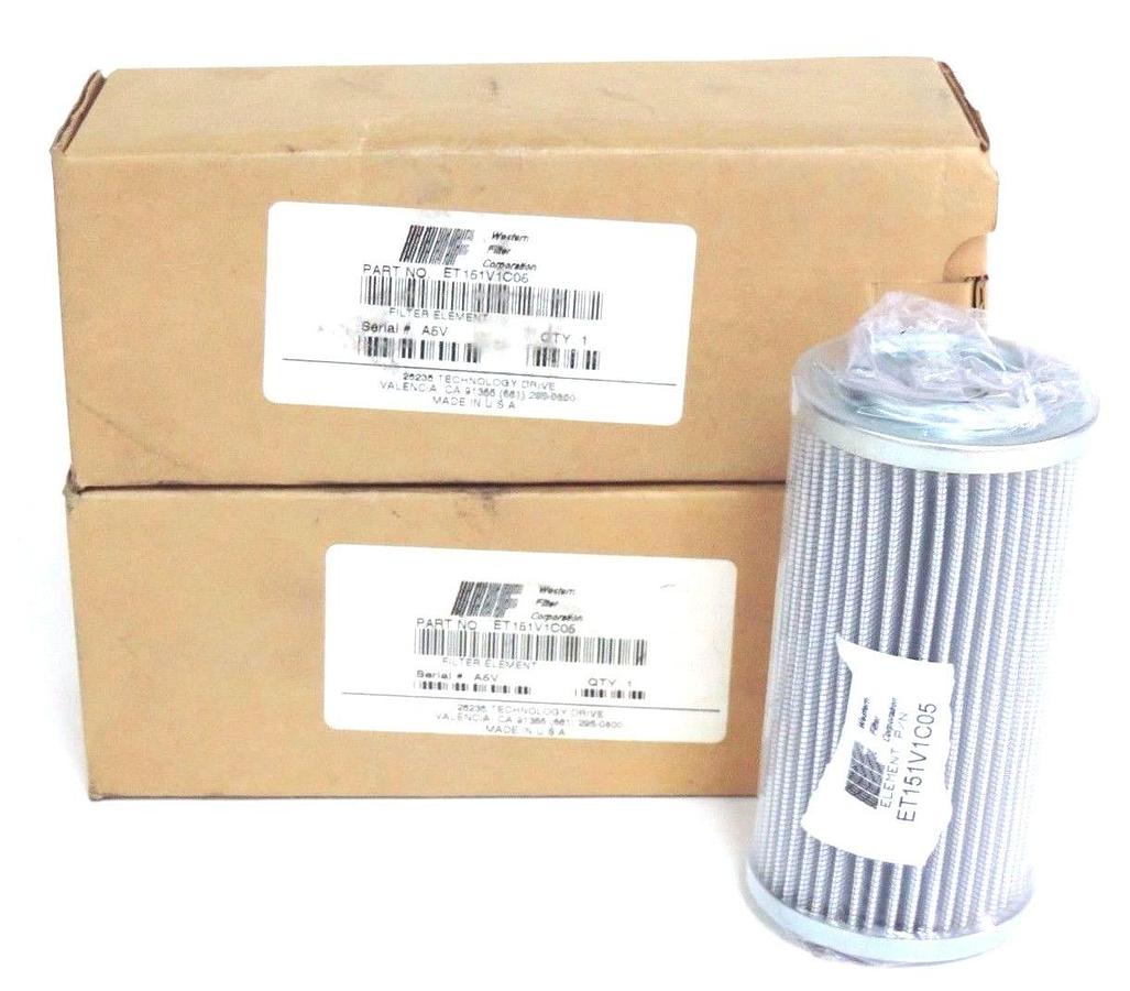 2 NIB WESTERN FILTER CORP. ET151V1C05 FILTER ELEMENTS