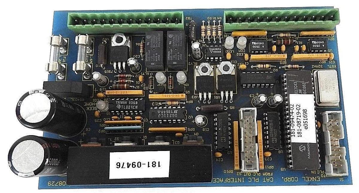 Used ENKEL CORP. 182-08729 CAT PLC INTERFACE BOARD REV. B, 18208729