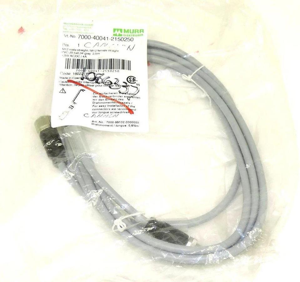 Used NIB MURR ELEKTRONIK 7000-40041-2150250 M12 MALE/FEMALE STRAIGHT CONNECTOR PVC-JB