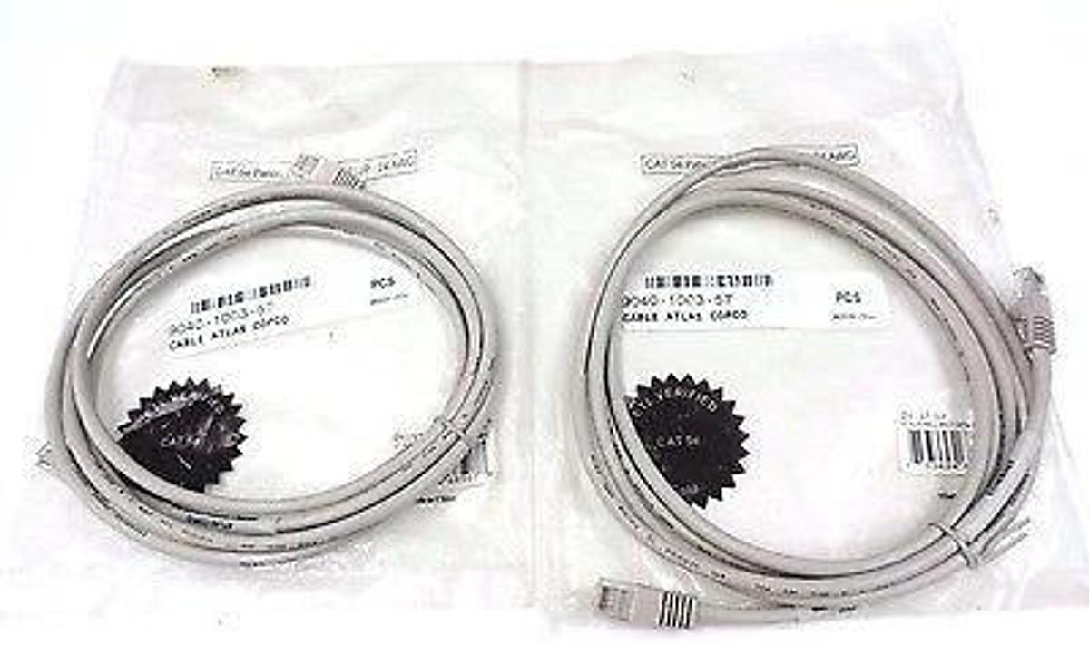 LOT OF 2 NEW ATLAS COPCO 9040-1003-57, 241ST-07, 07' RJ45 MALE-MALE CAT5e CABLES