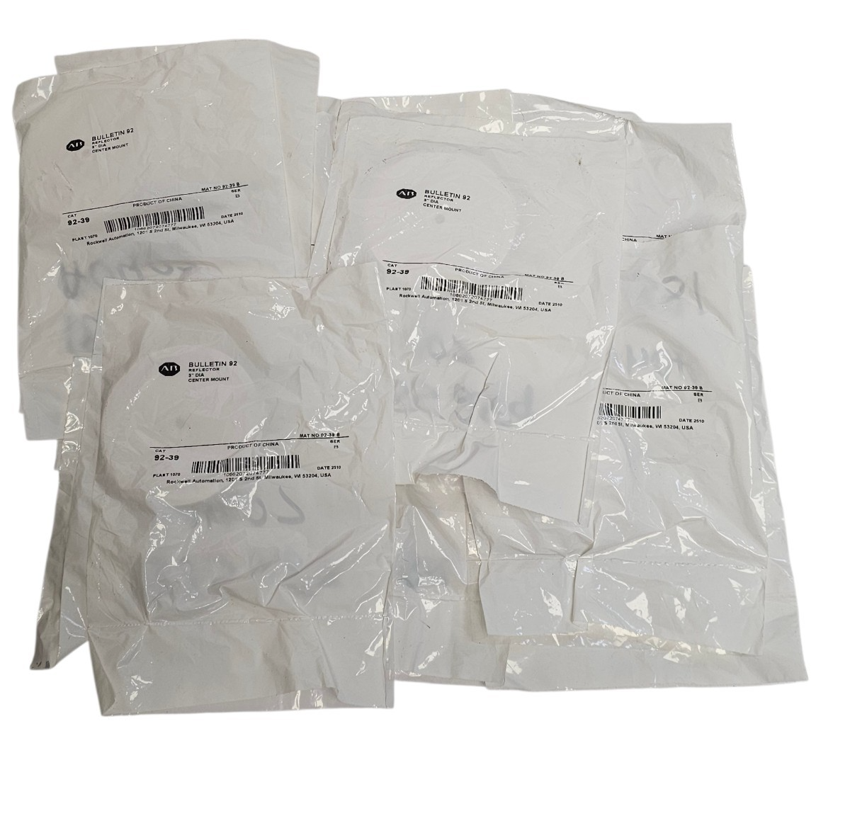 LOT OF 11 NEW ALLEN BRADLY 92-39 REFLECTORS 3'' DIA CENTER MOUNT SER. B