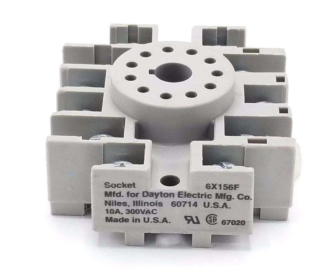 Used NEW DAYTON 6X156F RELAY SOCKET 10A, 300VAC