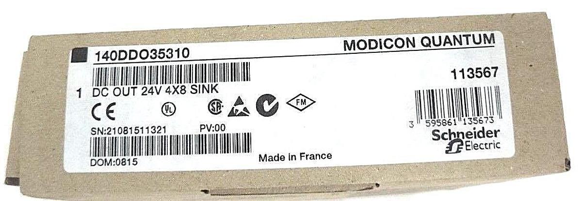 F/S SCHNEIDER ELECTRIC MODICON QUANTUM 140DDO35310 DC OUT 24V 4X8 SINK PV: 00