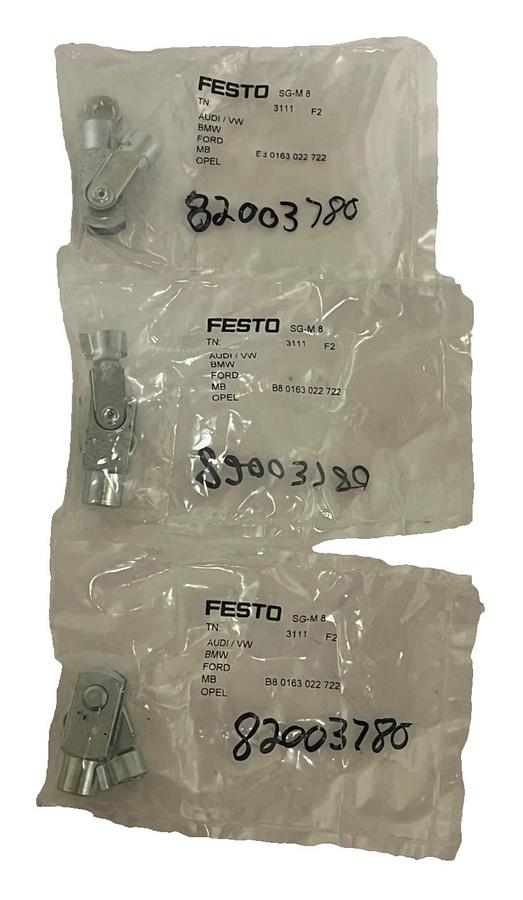 Used Lot of 3 Festo SG-M8 (3111) Rod Clevis Piston Rod Attachment - M8 Thread NSMP