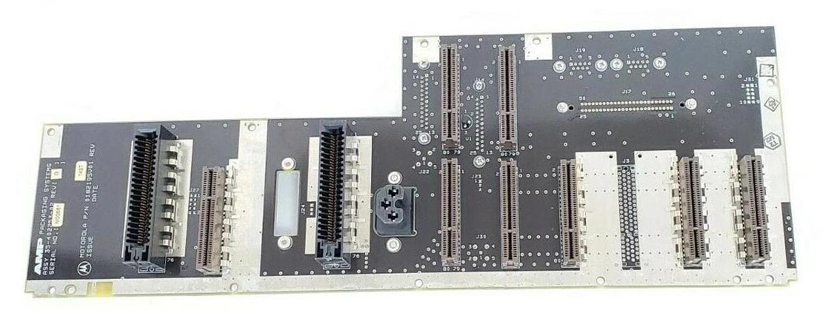 Used AMP PACKAGING SYSTEMS 35-402253-02 REV G BOARD MOTOROLA P/N: 0182195V01