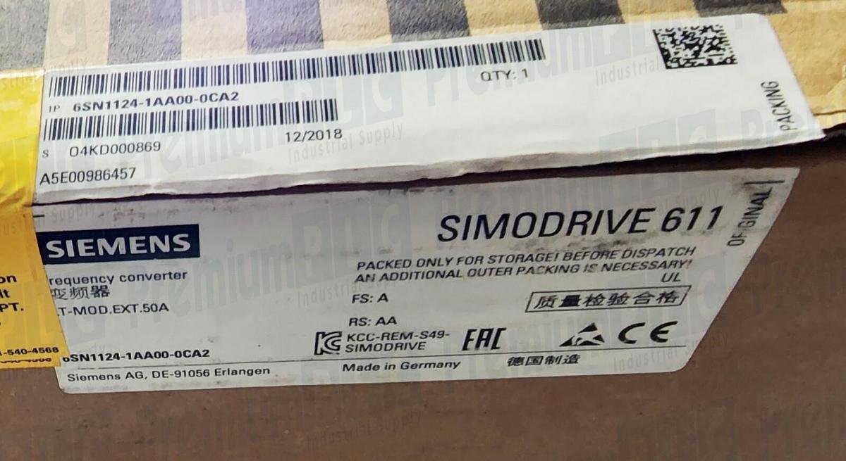 Used NEW SIEMENS 6SN1124-1AA00-0CA2 SIMODRIVE 611 POWER MODULE 1-AXIS VERSION: A