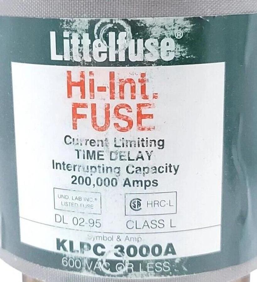 Used NIB LITTELFUSE KLPC3000 HI-INT. FUSE 600V