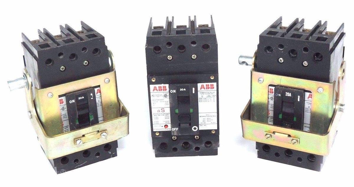Used LOT OF 3 ABB UXAB-727131-R-103 CIRCUIT BREAKERS 20AMP 480VAC 500VDC TYPE ES