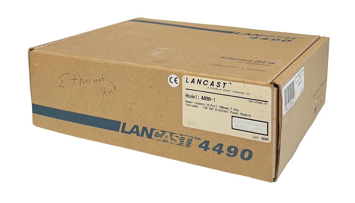 Used NEW LANCAST 4490-1 / 4490 SUPER COMPACT 8-PORT EtherNet HUB 110VAC POWER MODULE